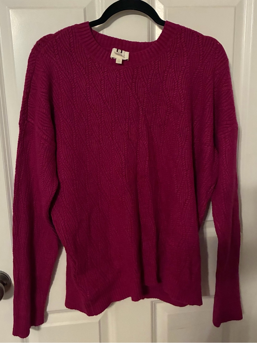 Cyrus Fuchsia Cable Knit Crewneck Sweater